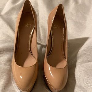 Stuart Weitzman nude patten heels.